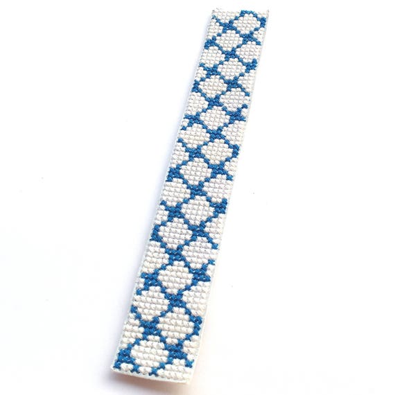 Cross Hatch Stitch Pattern Bead Embroidery DIYs Blue and