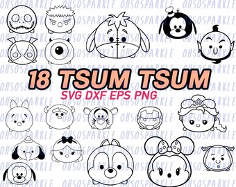 tsum tsum svg, clipart, eps, png, dxf, vector, line art, decal, decals, vinyl, graphics, silhouette, image, stencils, clip art, cicut