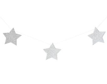 Silver star garland | Etsy