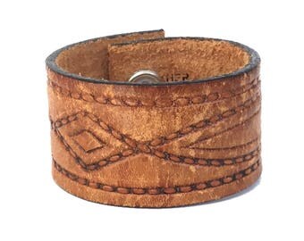 Diamond Leather Minimalist Cuff