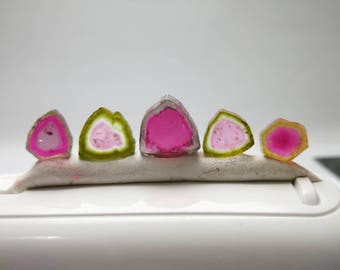20.3 carats watermelon tourmaline slices polished