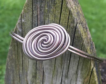 Bangle bracelet Antique silver rosette