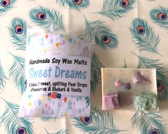 Scented Wax Melts Chunks ~ Sweet Dreams ~ Scented Soy Wax Tarts ~ Glitter Soy Wax Loaf Loaves ~ Pear Drops, Rhubarb Strawberries & Vanilla