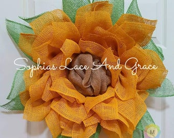 Beautiful Burlap Sunflower Wreath
