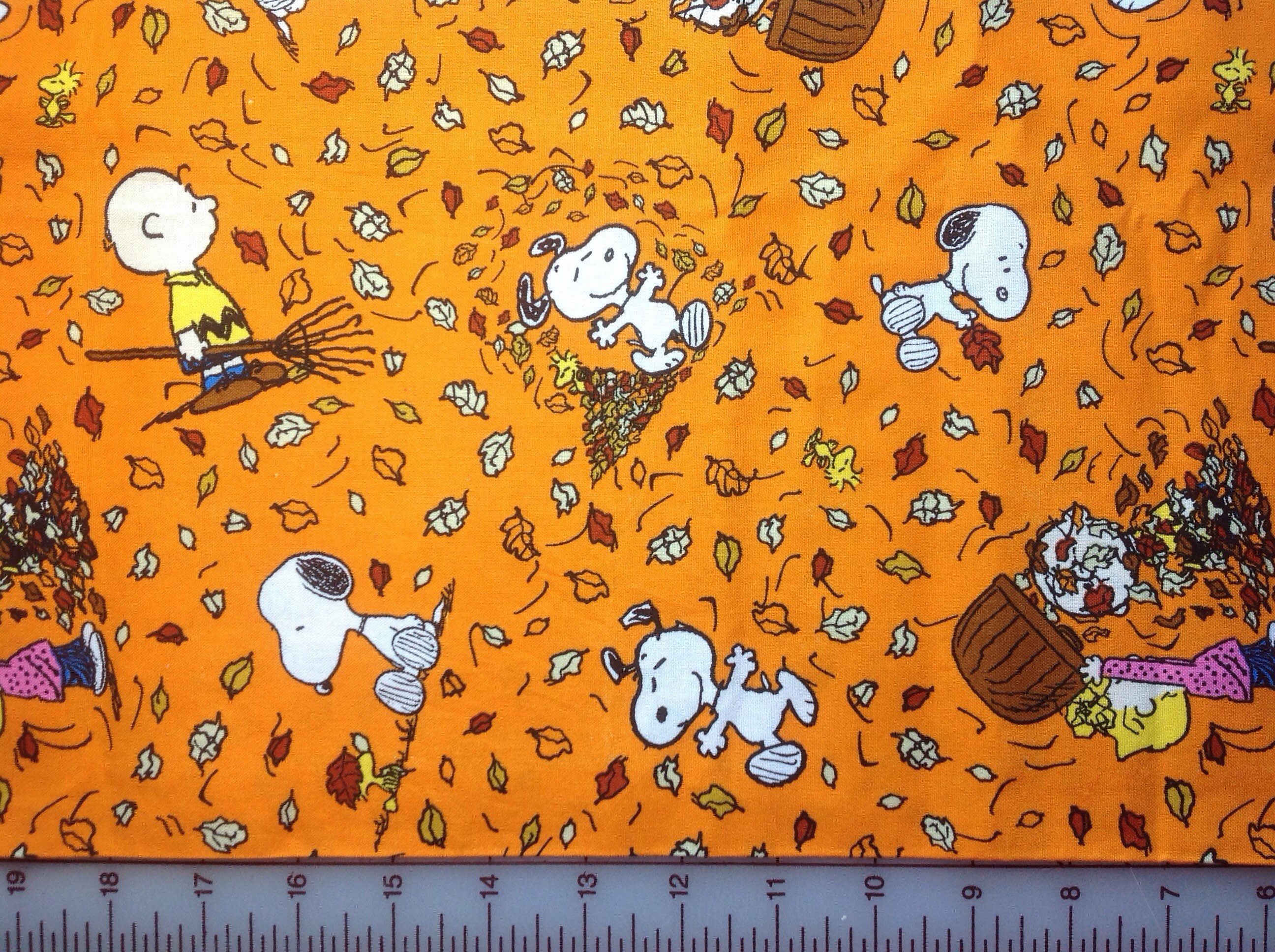 Peanuts Falling Leaves / 100 Cotton Quilting Fabric / Snoopy Charlie