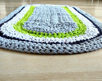Rug, Rugs, crochet rug, gray rug, decorative rugs, crochet rug, shower gift, oval Rag Rug, home decor, floor bedroom, children room, carpets