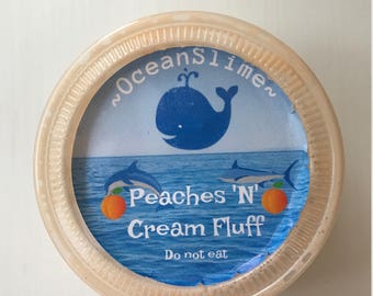 Peaches N Cream Fluff Slime/ Scented just like peaches! Great for play or de-stressing!
