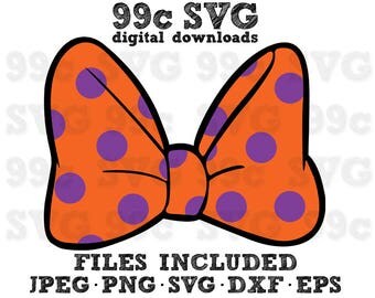 Minnie Mouse Halloween Bow SVG DXF Png Vector Cut File Cricut Design Silhouette Cameo Vinyl Decal Disney Stencil Template Heat Transfer Iron