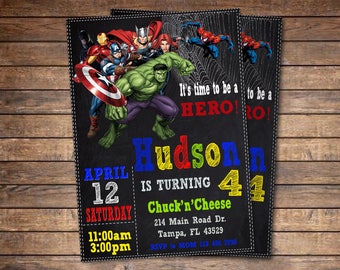 Avengers Invite, Avengers Invitation, Superhero Invitation, Superhero Invite, Superhero Avengers Invitation, Avengers Birthday Invitation