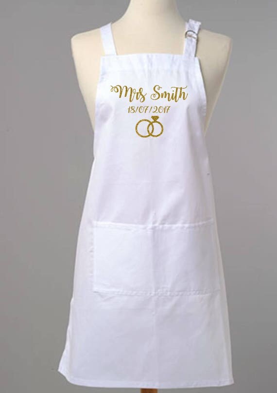 Personalised White Wedding Apron Personalised Brides Apron