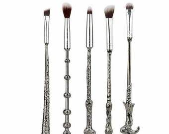 30% off 5pcs metal handle magic wand make up brush set eye makeup brushes set harry potter inspired wand eyeshadow w/ free brush egg cleaner