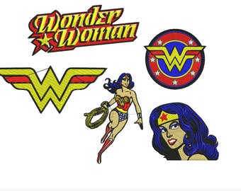 Wonder Woman Embroidery Design, Justice League Embroidery Design, DC Comic Embroidery Design, Superhero, Boy Embroidery 4x4 6x6 Hoop 2 Sizes
