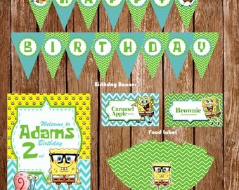 Spongebob Birthday Party Mega Pack, Spongebob Birthday Decorations, Spongebob Printable Party, Spongebob Custom Party, Spongebob Invitation