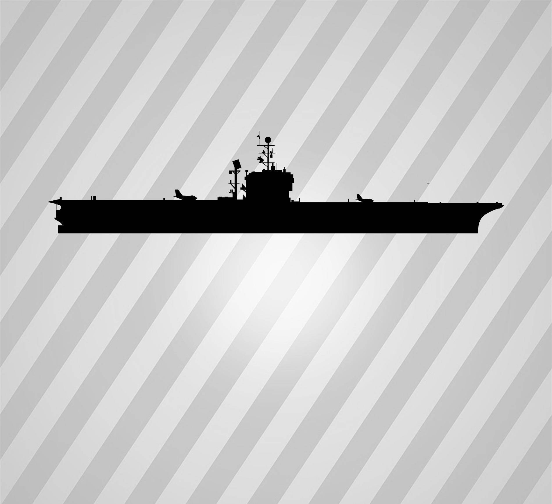 Navy Ship Silhouette Aircraft Carrier Svg Dxf Eps Silhouette