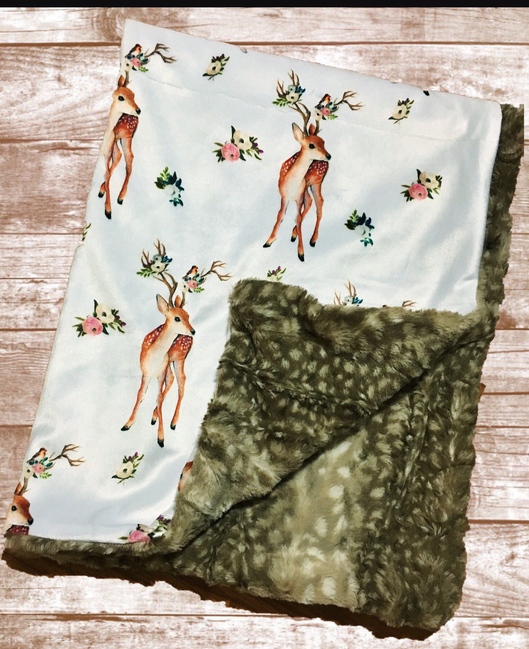 Fawn and Faux Fur Baby Blanket// Deer Baby Blanket/