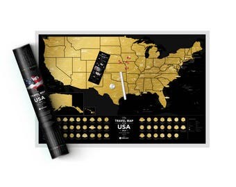 Scratch US Map Black Golden edition