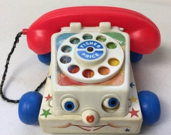 Vintage Fisher Price Pull Toy || 80s Toy Chatter Telephone || 1980's Reto Childs Toy, Vintage Pull Toy