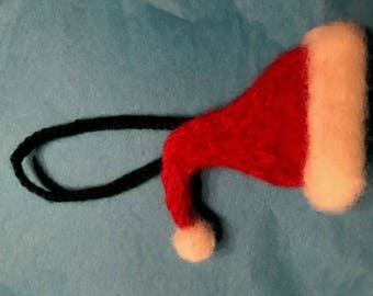 Santa Hat Ornament - Needle Felted