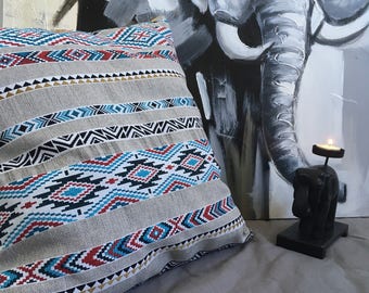 Blue and yellow pillow cover