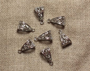 5pc - silver plated filigree bails Rhodium 19mm 4558550009616
