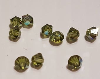 3MM green olivine AB swarovski crystal bicones
