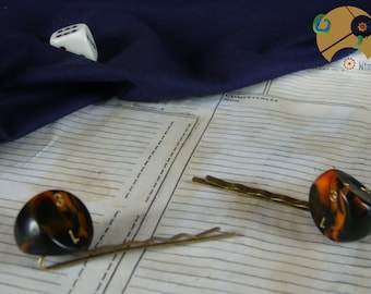 hairpins of playing geek bronze black orange role-playing made handmade bobby pins 3 sided black orange roleplaying dice game handmade