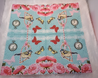Set of 2 paper napkins with birds