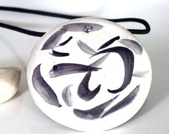 Handmade jewelry, long necklace, Artmelanie ceramics