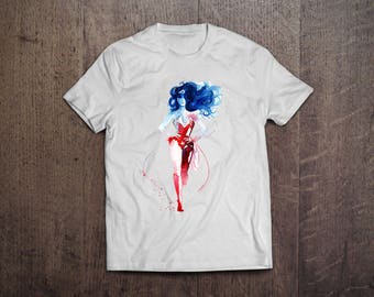 Wonder Woman Shirt DC Comic Superhero T Shirt Watercolor Drawing Print on Tee INSPIRED Gotham Dark Knight Super Hero Design WonderWomen