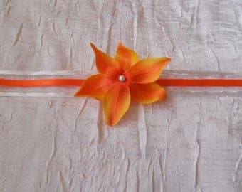 Orange flower "wedding procession Ribbon necklace