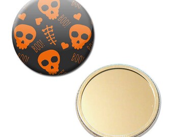 Mirror Halloween Boo skull Skull skull party Trick or Treat Ø 56 mm button pin Badge