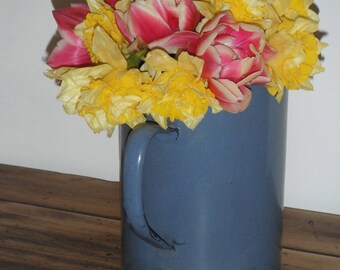 Blue enamel pitcher diverted mind shabby and cottage chic vase