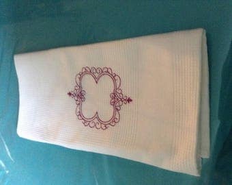 Nest d bee Tea towel embroidered white cotton