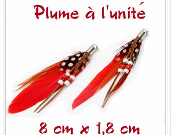 Red Black Brown l ' single white feather pendant