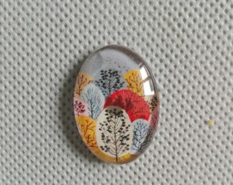 cabochon glass 25 x 18. Scandinavian pattern "forest".