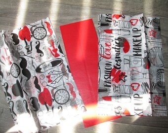 set of 3 sheets of decopatch red black theme