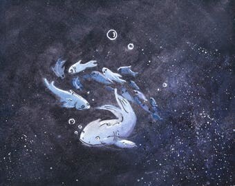 Purple Fish Watercolor Print