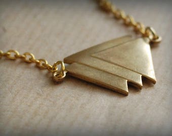 Gold minimalist necklace Geometric Triangles