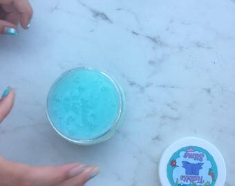 Blue Waves Clear Slime- clear glue, turquoise slime, 8 ounce