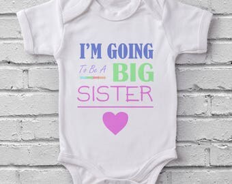 Im Going to be a Big Sister Pink Heart baby grow bodysuit onesie baby shower gift