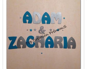 Name personalized - 15 cm tall no glitter painted wood letter