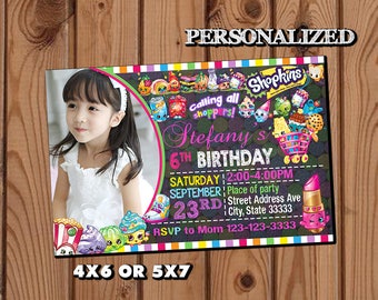 Shopkins Invitation,Shopkins Birthday Invitation,Shopkins,Girl Invitation,Birthday Invitation,Photo Invitation,Shopkins Birthday Party