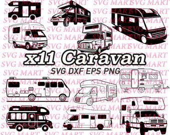 caravan svg, caravan clipart, png, eps, dxf, vector, vehicle, transportation, line art, silhouette,
