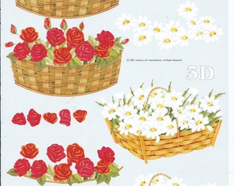 paper cut card 3D flower basket