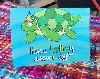 Turtle birthday card | Etsy