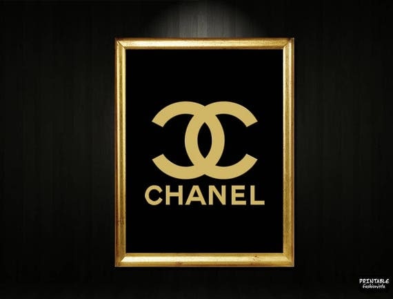 printable decor for wall home Sign Chanel Gold Gold Chanel Chanel Print Printable Logo