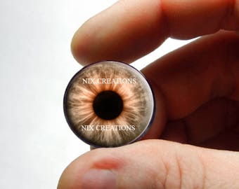 Custom Blythe Glass Eye Chips - Brown Zombie Human Doll Taxidermy Eyes Handmade Glass Cabochons - Pair or Single - You Choose Size