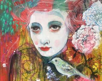 I Hear The Beat Of Your Heart- Original mixed media painting by Maria Pace-Wynters