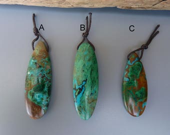 Parrot Wing Chrysocolla Pendant,Chrysocolla Drilled Cabochon,Chrysocolla Teardrop Pendant,Parrot Wing Chrysocolla Cab,Large Chrysocolla Bead