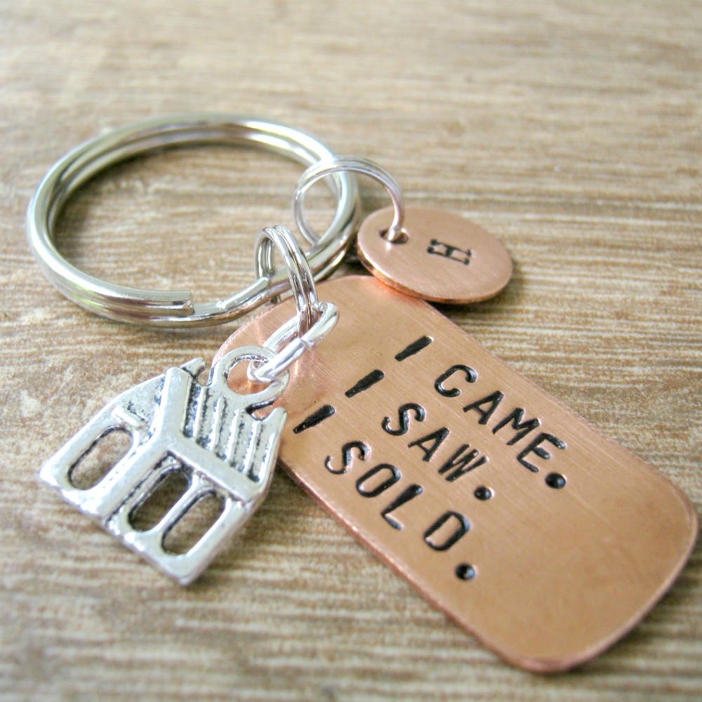 Realtor Keychain I Came. I Saw. I Sold. with house charm